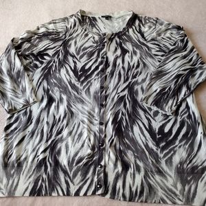 Talbots Gray Black and White Cardigan
